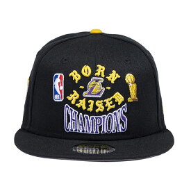 BornxRaised (ボーンアンドレイズド) レイカーズ ニューエラ キャップ BORN X RAISED + LAKERS 17 RINGS CHAMPIONSHIP FITTED HAT BLACK NEW-ERA NBA バスケ バスケットボール