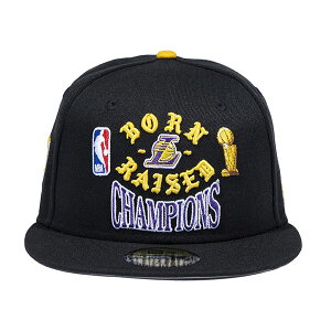 BornxRaised (�{�[���A���h���C�Y�h) ���C�J�[�Y �j���[�G�� �L���b�v BORN X RAISED + LAKERS 17 RINGS CHAMPIONSHIP FITTED HAT BLACK NEW-ERA NBA �o�X�P �o�X�P�b�g�{�[��