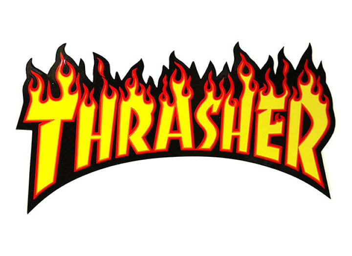 楽天市場 Thrasher スラッシャー Us 中判 ステッカー シール Flame Logo Sticker Medium Black Yellow スケボー Skate Sk8 スケートボード スケボーウェア Ninjax