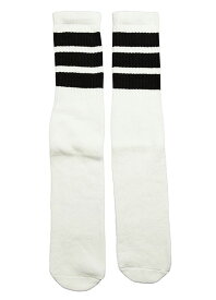 SkaterSocks ロングソックス 靴下 男女兼用 ソックス スケート スケボー チューブソックス Mid calf White tube socks with Black stripes style 1 19Inch 19インチ SKATE SK8