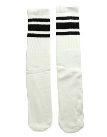 SkaterSocks ロングソックス 靴下 男女兼用 ソックス スケート スケボー チューブソックス Knee high White tube socks with Black stripes style 3 (22インチ) SKATE SK8