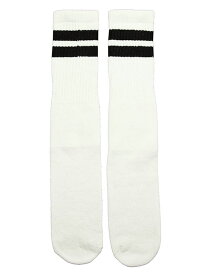 SkaterSocks (スケーターソックス) ロングソックス 靴下 男女兼用 ソックス チューブソックス Knee high White tube socks with Black stripes style 2 (25インチ) スケボー SK8 SKATE スケートボード