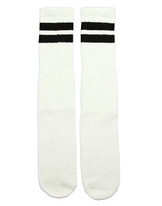 SkaterSocks (�X�P�[�^�[�\�b�N�X) 22�C���` �����O �`���[�u�\�b�N�X �C�� US MADE 70�N�� �A�����J�� �X�P�[�g�{�[�h �X�P�{�[ �I�[���h�X�N�[���i�z���C�g×�u���b�N�jKnee high White tube socks with Blac