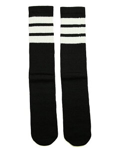 SkaterSocks (�X�P�[�^�[�\�b�N�X) 22�C���` �����O �`���[�u�\�b�N�X �C�� US MADE 70�N�� �A�����J�� �X�P�[�g�{�[�h �X�P�{�[ �I�[���h�X�N�[���i�u���b�N×�z���C�g�jKnee high Black tube socks with Whit