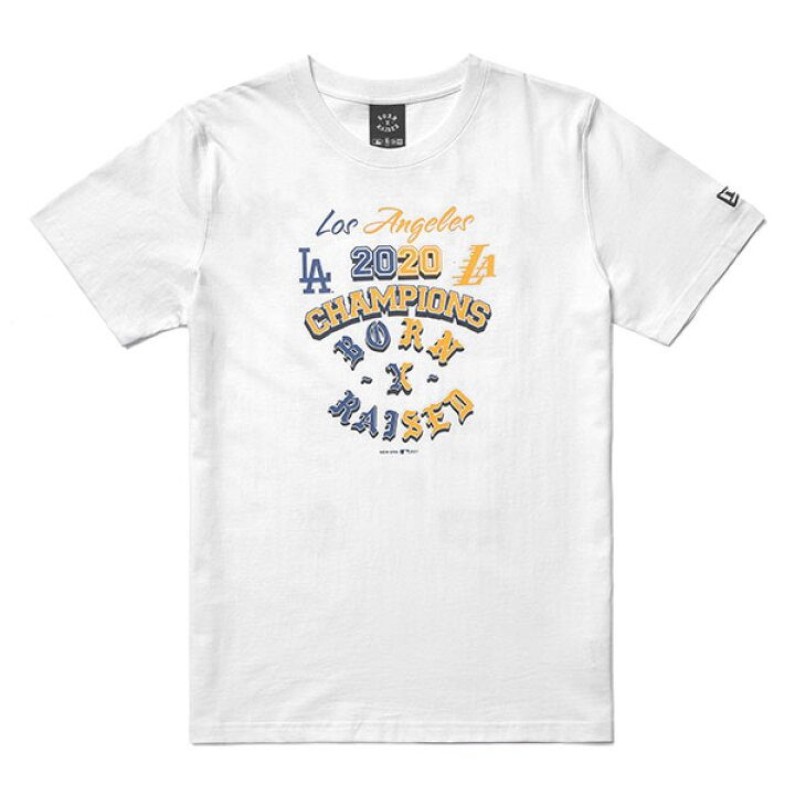BornxRaised (ボーンアンドレイズド) Tシャツ CITY OF CHAMPIONS TSHIRT WHITE Lakers レイカーズ) Dodgers (ドジャース) NEW-WRA (ニューエラ) スケボーウェア NINJAX Champion LAKERS チャンピオン レイカーズ シャツ メッシュ