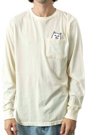 RIPNDIP (リップンディップ) ロンT ロングTシャツ 長袖 Lord Nermal Pocket L/S Shirt Natural ネコ 猫 スケボー SKATE SK8 スケートボード