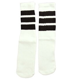 SkaterSocks キッズ 子供 ロングソックス 靴下 ソックス スケート スケボー チューブソックス Kids White tube socks with Black stripes style 1 (14インチ) SKATE SK8 スケートボード