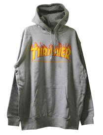 THRASHER (スラッシャー) JP パーカー プルオーバー Flame Logo Hoodie Gray (TH95130PL) スケボー SKATE SK8 スケートボード