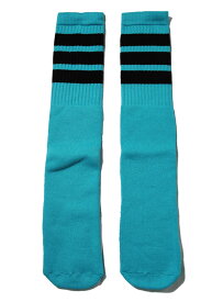 SkaterSocks (スケーターソックス) ロングソックス 靴下 男女兼用 ソックス スケボー チューブソックス Knee high Aqua tube socks with Black stripes style 1 (Made in Italy) (22インチ) SKATE SK8 スケートボード