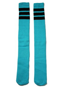 SkaterSocks (�X�P�[�^�[�\�b�N�X) 30�C���` �����O �`���[�u�\�b�N�X �C�� US MADE 70�N�� �A�����J�� �X�P�[�g�{�[�h �X�P�{�[ �I�[���h�X�N�[���i�A�N�A�u���[×�u���b�N�jOver the knee Aqua tube socks 