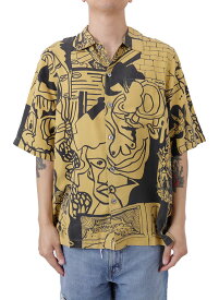 Polar Skate Co., (ポーラー) 半袖 シャツ Emile Art Button-Up Shirt Yellow/Black スケボー SKATE SK8 スケートボード