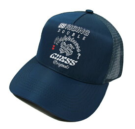 GUESS × 88RISING (ゲス) ナイロン メッシュキャップ 帽子 TRUCKER CAP DARK BLUE