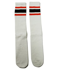 SkaterSocks (スケーターソックス) ロングソックス 靴下 男女兼用 ソックス スケート スケボー チューブソックス Knee high White tube socks with Orange-Black stripes style 3 (25インチ) SKATE SK8