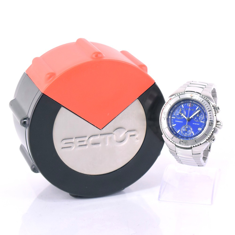 【SECTOR】セクター クロノグラフ 350 100M ステンレススチール シルバー クオーツ メンズ 青文字盤 腕時計【中古】A-ランク |  質にしきの【ブランド販売・買取】
