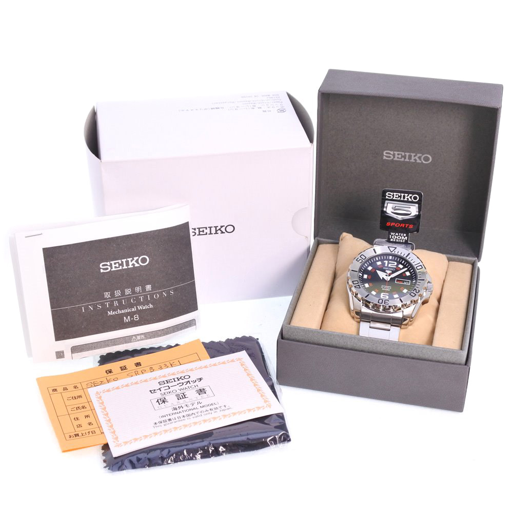 【SEIKO】セイコー セイコー5 4R36-06B0 100M SRPB33K1 ステンレススチール レッド 自動巻き メンズ 黒文字盤  腕時計【中古】Sランク | 質にしきの【ブランド販売・買取】