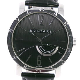 【BVLGARI】ブルガリ ブルガリブルガリ BB41SL ステンレススチール×レザー 自動巻き パワーリザーブ メンズ 黒文字盤 腕時計【中古】A-ランク