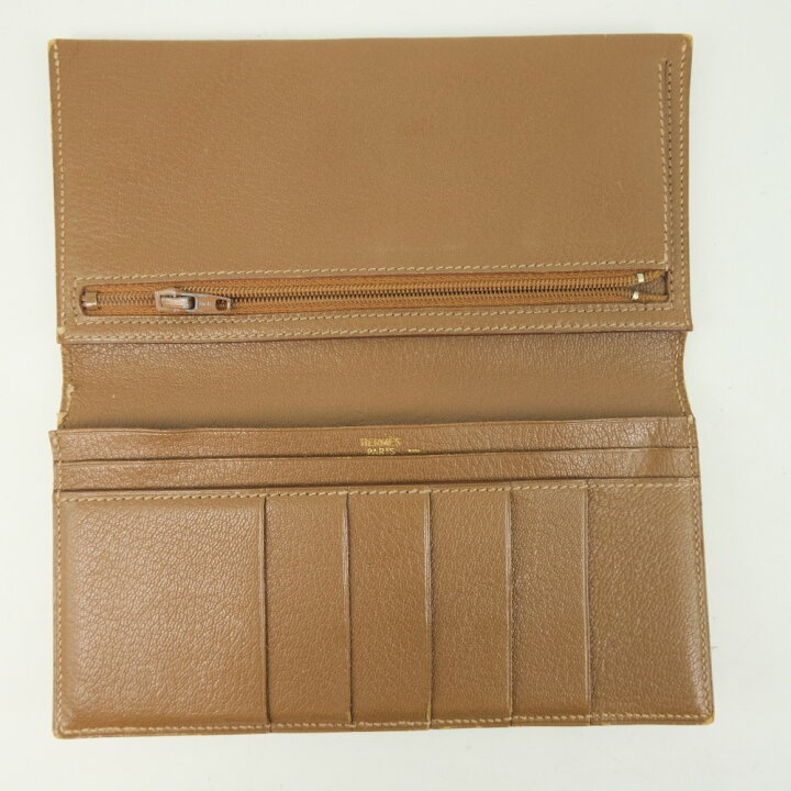 楽天市場】エルメス HERMES ベアン 長財布 リザード 茶 □E ベルト金具 