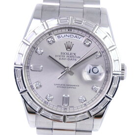 ロレックス ROLEX デイデイト 腕時計 M番 118366A Ptプラチナ×ダイヤモンド スイス製 2007年 自動巻き シルバー文字盤 Day date メンズ【中古】Aランク