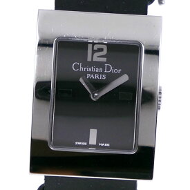 クリスチャンディオール Dior マリス 腕時計 D78-109 ステンレススチール×レザー シルバ― クオーツ アナログ表示 黒文字盤 Maris レディース【中古】