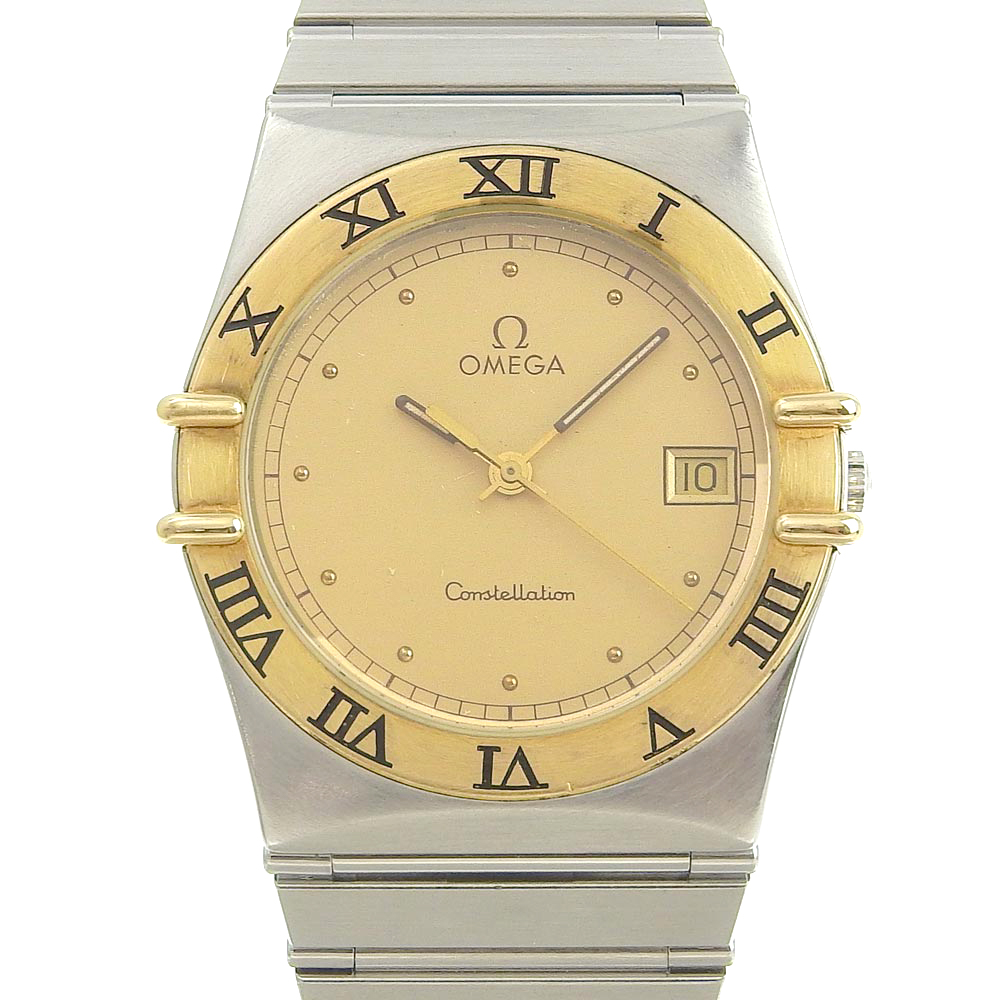 オメガ コンステレーション ステンレススチール×K18イエローゴールド シルバー クオーツ アナログ表示 メンズ ゴールド文字盤 腕時計