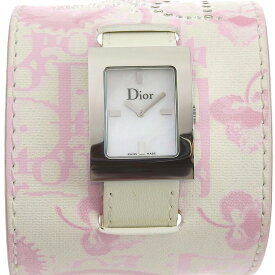 【Dior】ディオール マリス D78-109 ステンレススチール×レザー シルバー クオーツ アナログ表示 レディース ホワイトシェル文字盤 腕時計【中古】A-ランク