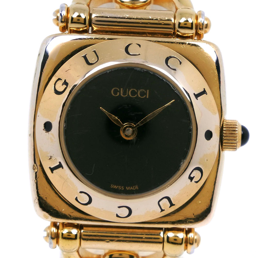 【GUCCI】グッチ 6400L 金メッキ クオーツ アナログ表示 レディース 黒文字盤 腕時計【中古】 | 質にしきの【ブランド販売・買取】