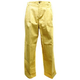 グッチ GUCCI タックパンツ パンツ ロールアップ ワッペン コットン イタリア製 黄 Tuck pants キッズ【中古】A-ランク