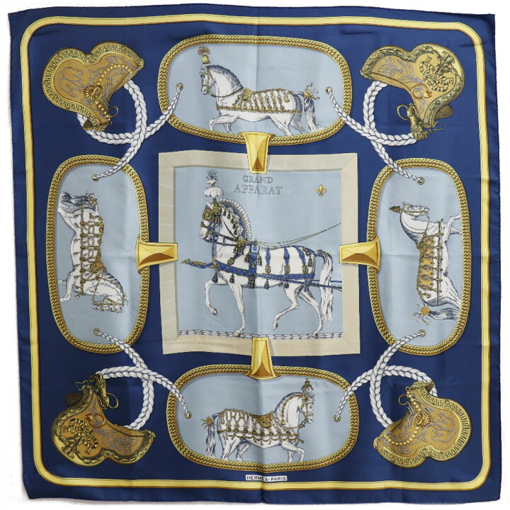 楽天市場】エルメス HERMES カレ90 スカーフ GRAND APPARAT 盛装の馬 