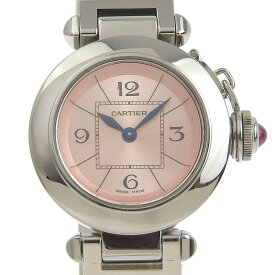 カルティエ CARTIER ミスパシャ 腕時計 ステンレススチール スイス製 クオーツ アナログ表示 ピンク文字盤 Mispacha レディース【中古】A-ランク