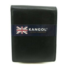 カンゴール KANGOL 二つ折り財布 牛革 中国製 黒 オープン メンズ【中古】