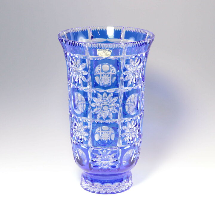 楽天市場】POLONIA ポロニア 色被切子 H31cm クリスタル _ 花瓶【中古 