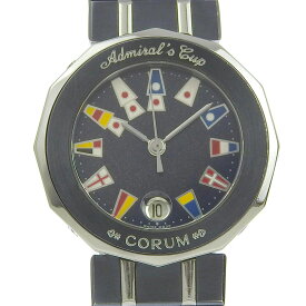 コルム CORUM アドミラルズカップ 腕時計 39.610.30 V-50 ステンレススチール×ガンブルー スイス製 ネイビー クオーツ アナログ表示 ネイビー文字盤 Admirals cup レディース【中古】