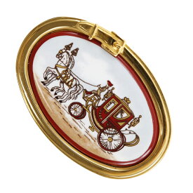 エルメス HERMES 馬車 ブローチ エマイユ 七宝焼 金メッキ フランス製 赤 約18.2g Carriage レディース【中古】