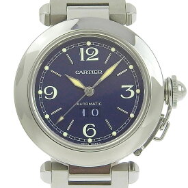 カルティエ CARTIER パシャC 腕時計 ビックデイト W31047M7 ステンレススチール スイス製 自動巻き ネイビー文字盤 Pasha C メンズ【中古】