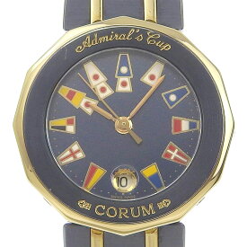 コルム CORUM アドミラルズカップ 腕時計 デイト 39.610.30 V050 ガンブルー×YG スイス製 ネイビー クオーツ アナログ表示 ネイビー文字盤 Admirals cup レディース【中古】