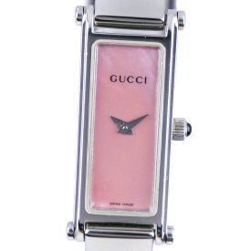 グッチ GUCCI 腕時計 1500L ステンレススチール スイス製 クオーツ アナログ表示 ピンクシェル文字盤 レディース【中古】
