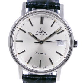 オメガ OMEGA ジュネーブ 腕時計 cal.1012 ステンレススチール×レザー スイス製 黒 自動巻き シルバー文字盤 Geneva メンズ【中古】