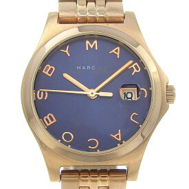 マークバイマークジェイコブス MARC BY MARC JACOBS ザ・スリム 腕時計 MBM3322 ステンレススチール アメリカ製 ピンクゴールド クオーツ アナログ表示 ネイビー文字盤 The Slim レディース【中古】