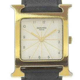 エルメス HERMES Hウォッチ 腕時計 HH1.501 金メッキ スイス製 クオーツ アナログ表示 白文字盤 H watch レディース【中古】