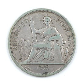 フランス領インドシナ銀貨 貨幣 1ピアストル銀貨 1898年 アンティークコイン French Indochina silver coin _【中古】