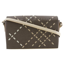 バーバリー BURBERRY ショルダーバッグ レザー×サテン ベージュ 斜め掛け A5 マグネットタイプ レディース【中古】