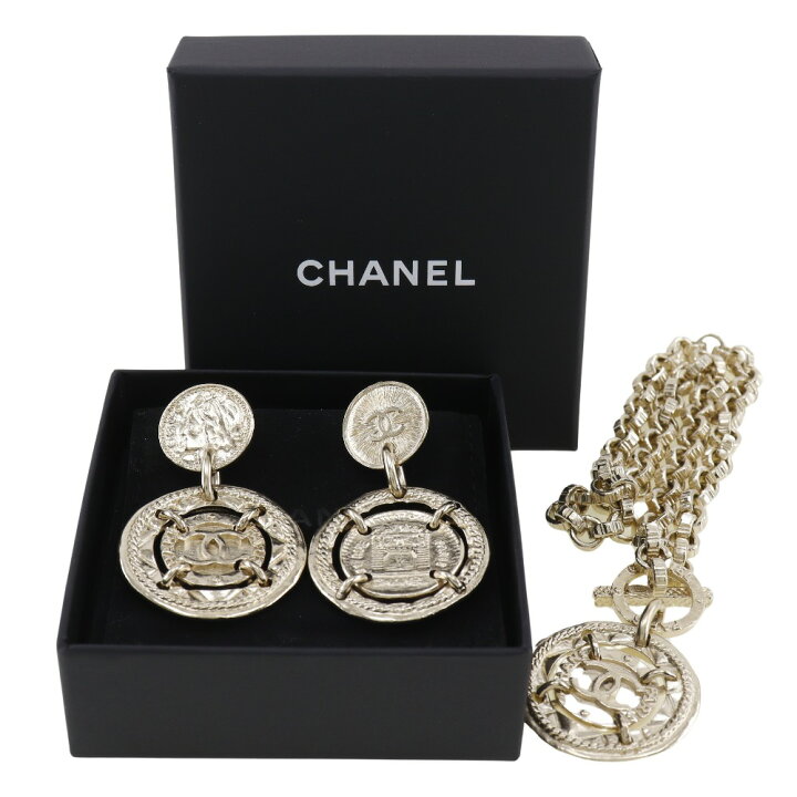 楽天市場】シャネル CHANEL イヤリング 2点セット ネックレス 金メッキ  