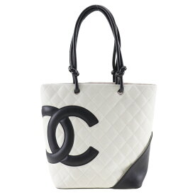 シャネル CHANEL カンボンライントート トートバッグ カーフ イタリア製 2005年 手提げ A5 ファスナー Cambon line tote レディース【中古】