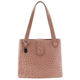 トートバッグ オーストリッチ 日本製 ピンク 肩掛け A4 マグネットタイプ レディース【中古】