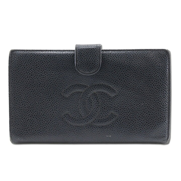 楽天市場】シャネル CHANEL 長財布 キャビアスキン 黒 スナップボタン 