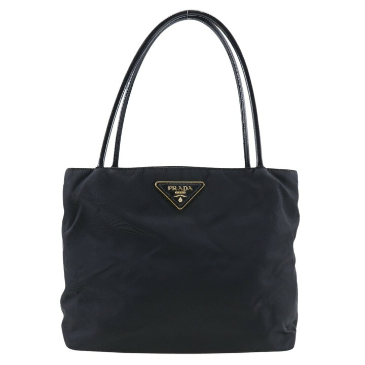 PRADA プラダ トートバッグ ナイロン×エナメル 黒 レディース 