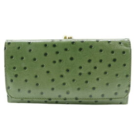 【スーパーセール20%OFF対象】エンディミオン・スプリング Endymion Spring 本革 がま口財布 長財布 グリーン スナップボタン Genuine Leather Purse Wallet レディース【中古】A+ランク