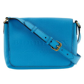 バーバリー BURBERRY エンボスロゴ ショルダーバッグ レザー 青 斜め掛け A5 マグネットタイプ Embossed logo レディース【中古】A-ランク