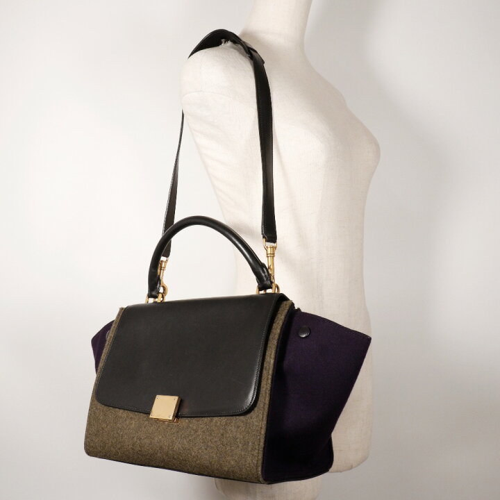 楽天市場】セリーヌ CELINE トラペーズ ハンドバッグ フェルト×カーフ