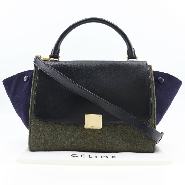 楽天市場】セリーヌ CELINE トラペーズ ハンドバッグ フェルト×カーフ 